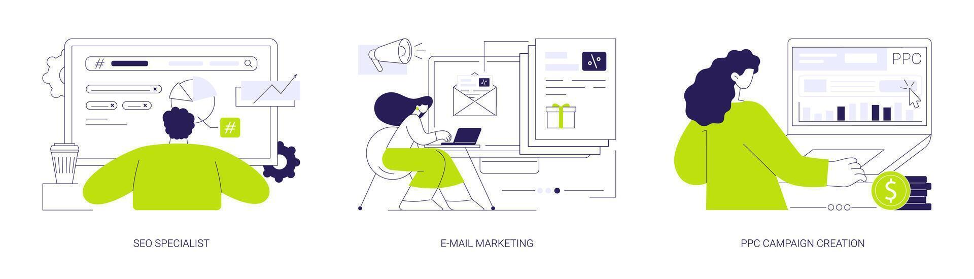 Digital marketing services abstract concept illustrations. vector