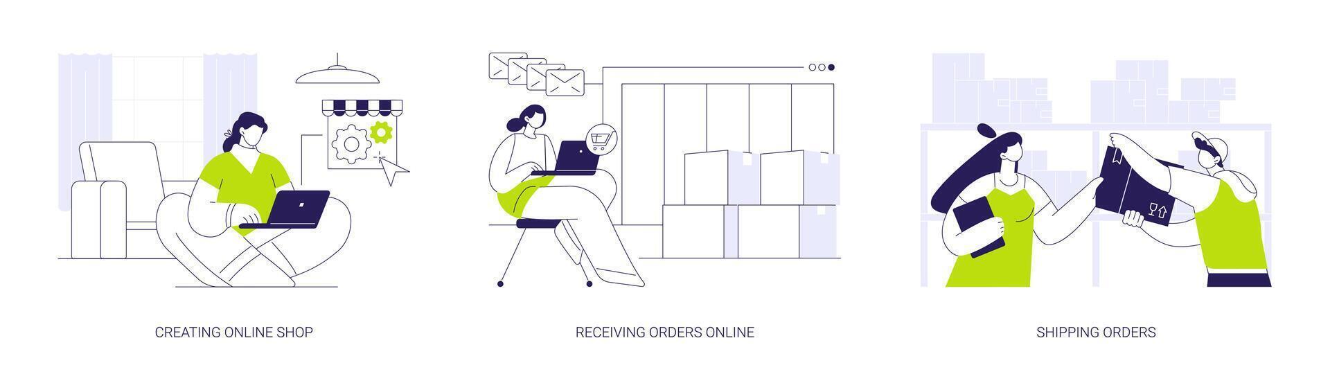 Ecommerce store owner abstract concept illustrations. vector