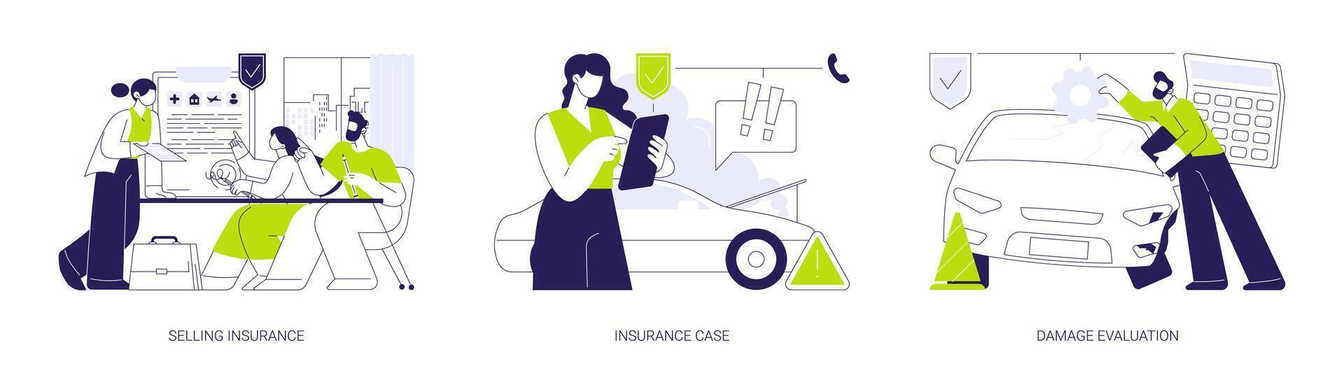 Insurance broker abstract concept illustrations. vector