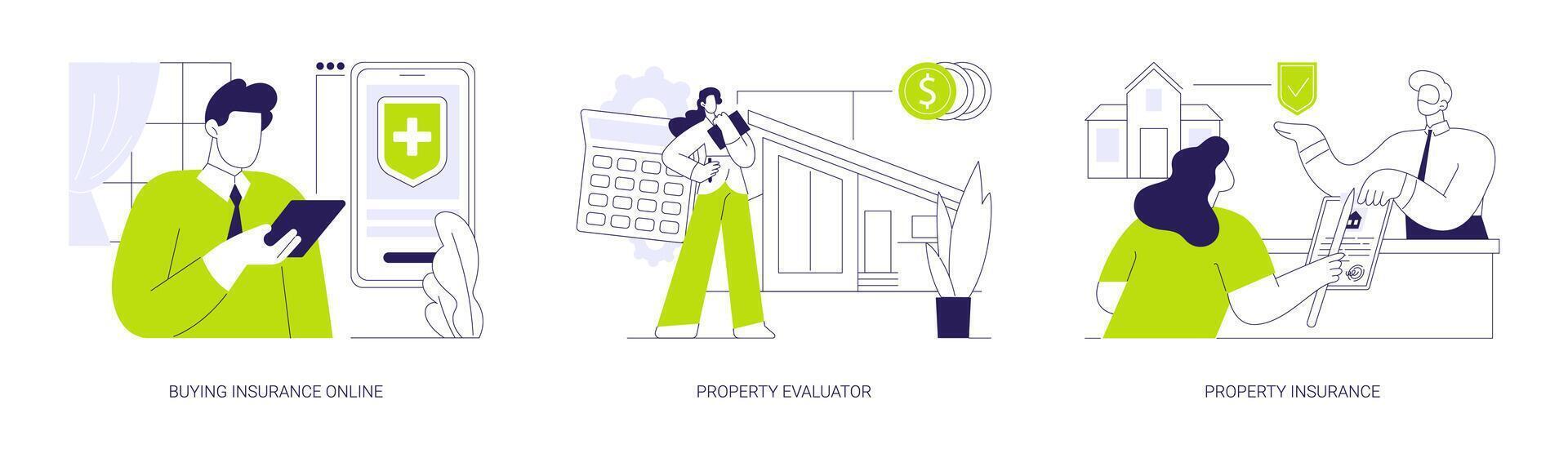 Insurance industry abstract concept illustrations. vector