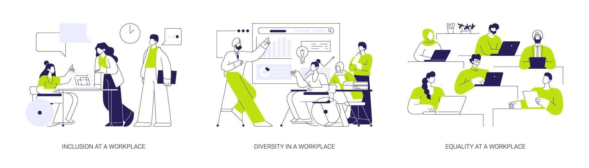 Teamwork organization abstract concept illustrations. vector