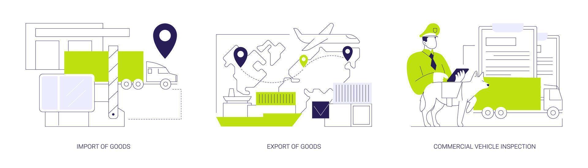 Logistics and transportation industry abstract concept illustrations. vector