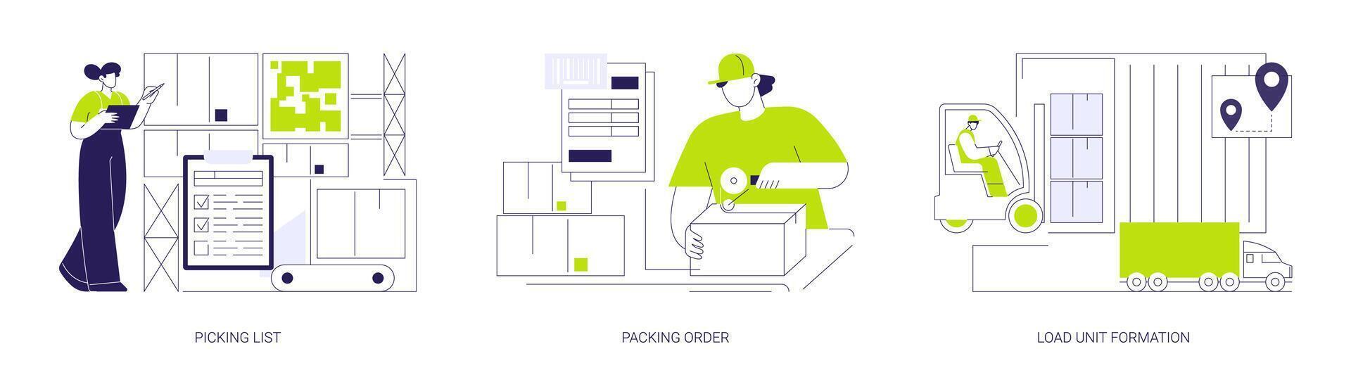Order consolidation abstract concept illustrations. vector