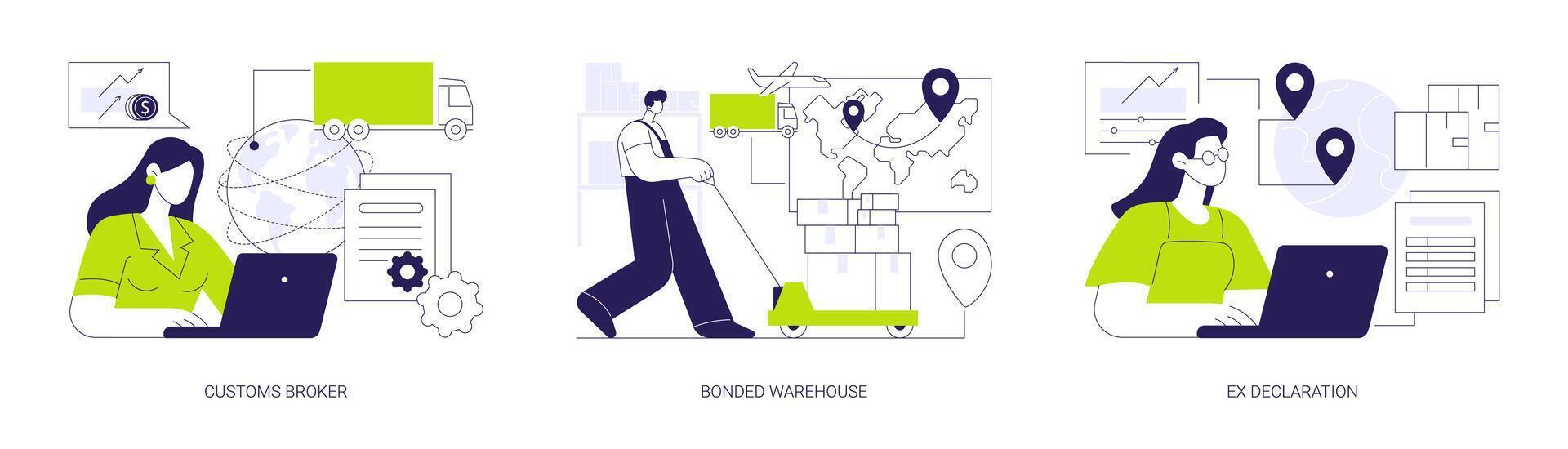 Customs clearance abstract concept illustrations. vector