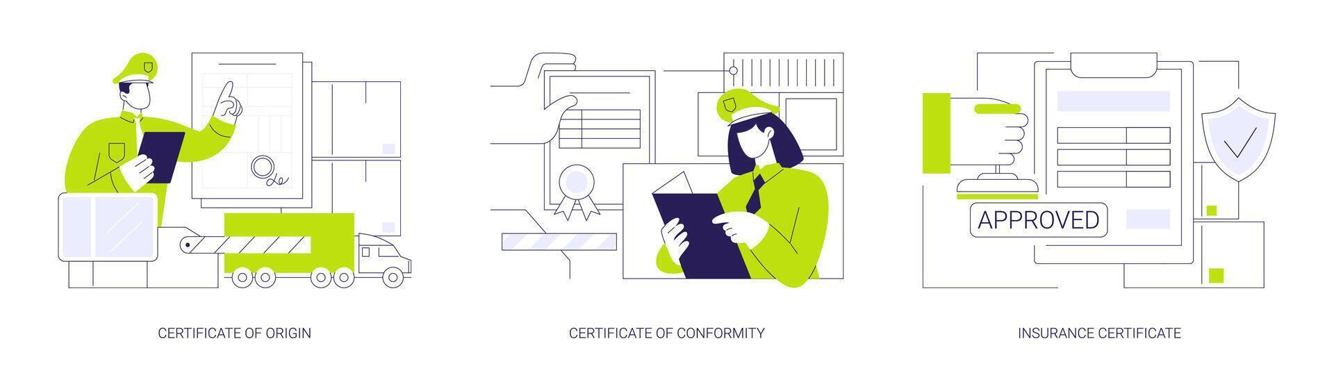 Customs clearance documents abstract concept illustrations. vector