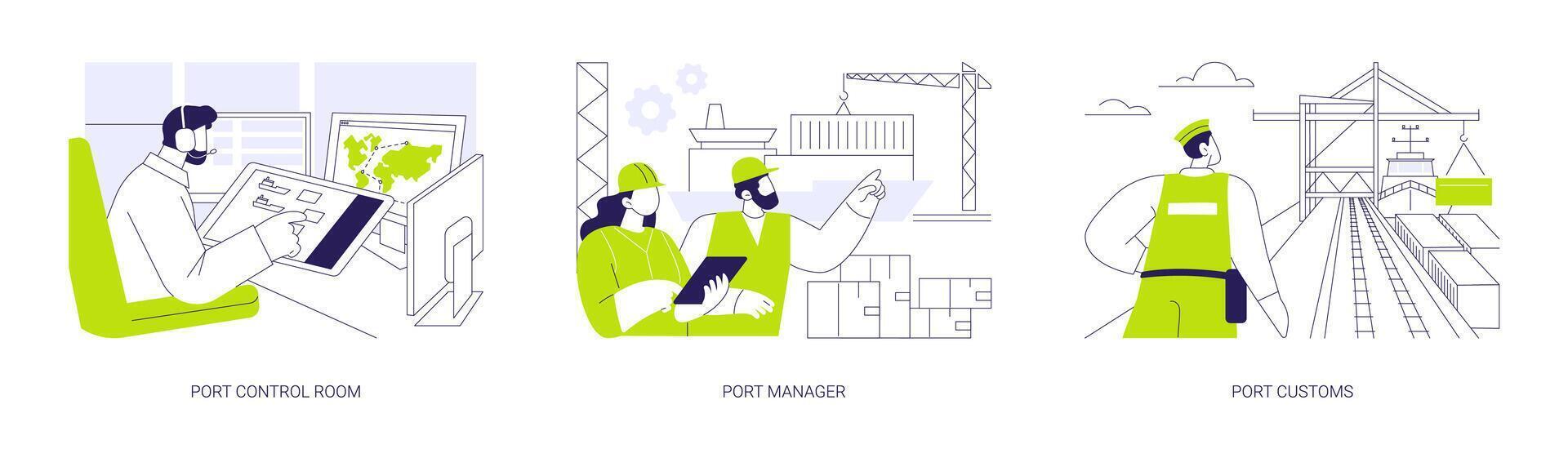 Sea port checkpoint abstract concept illustrations. vector