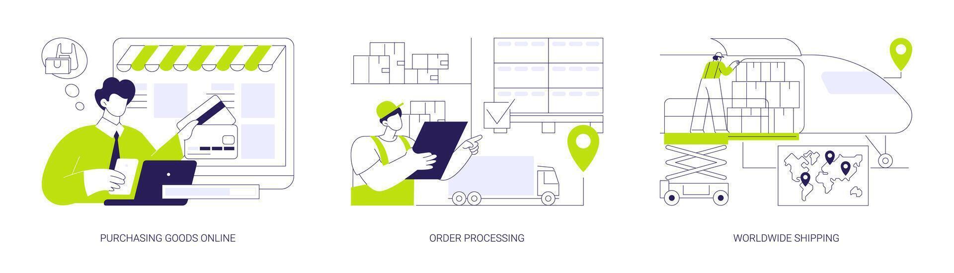 Online retail service abstract concept illustrations. vector