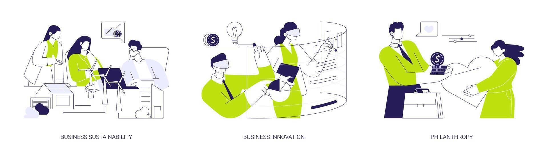 Corporate goals and values abstract concept illustrations. vector