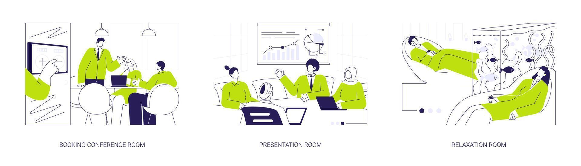 Office facilities abstract concept illustrations. vector