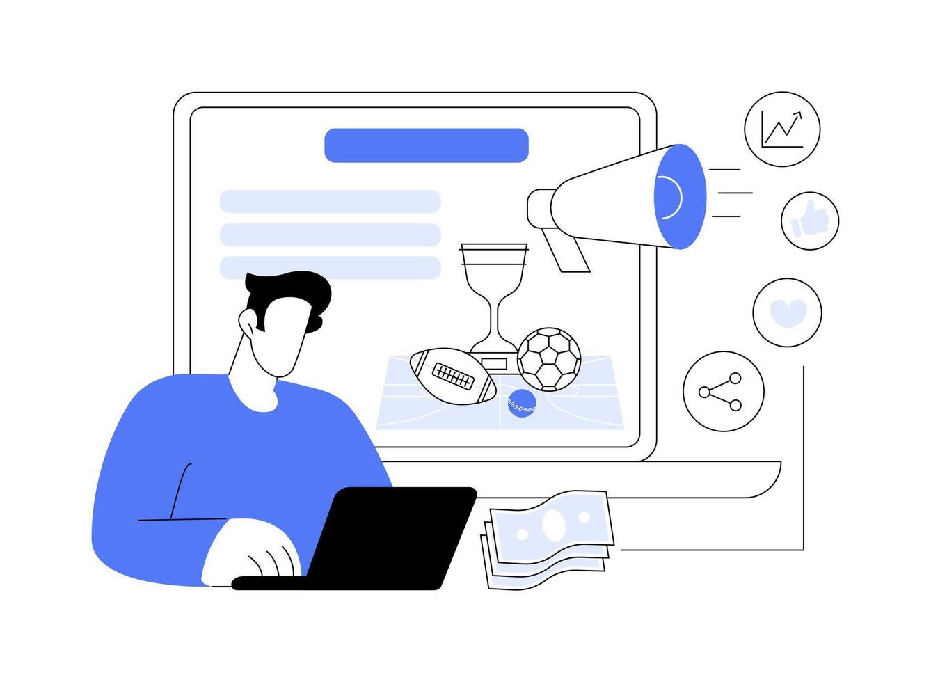 Promote betting platform isolated cartoon illustrations. vector