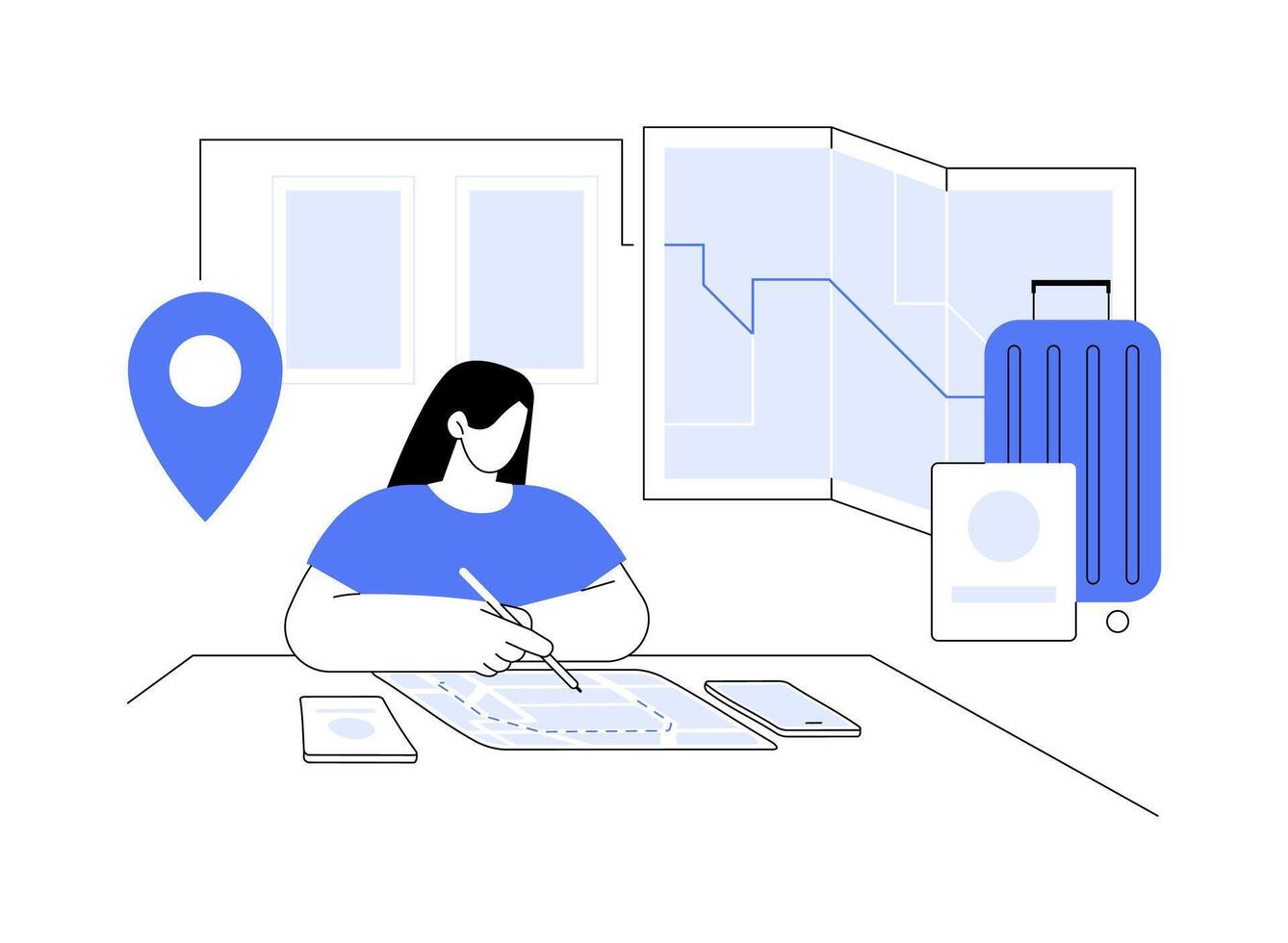 Create itinerary isolated cartoon illustrations. vector