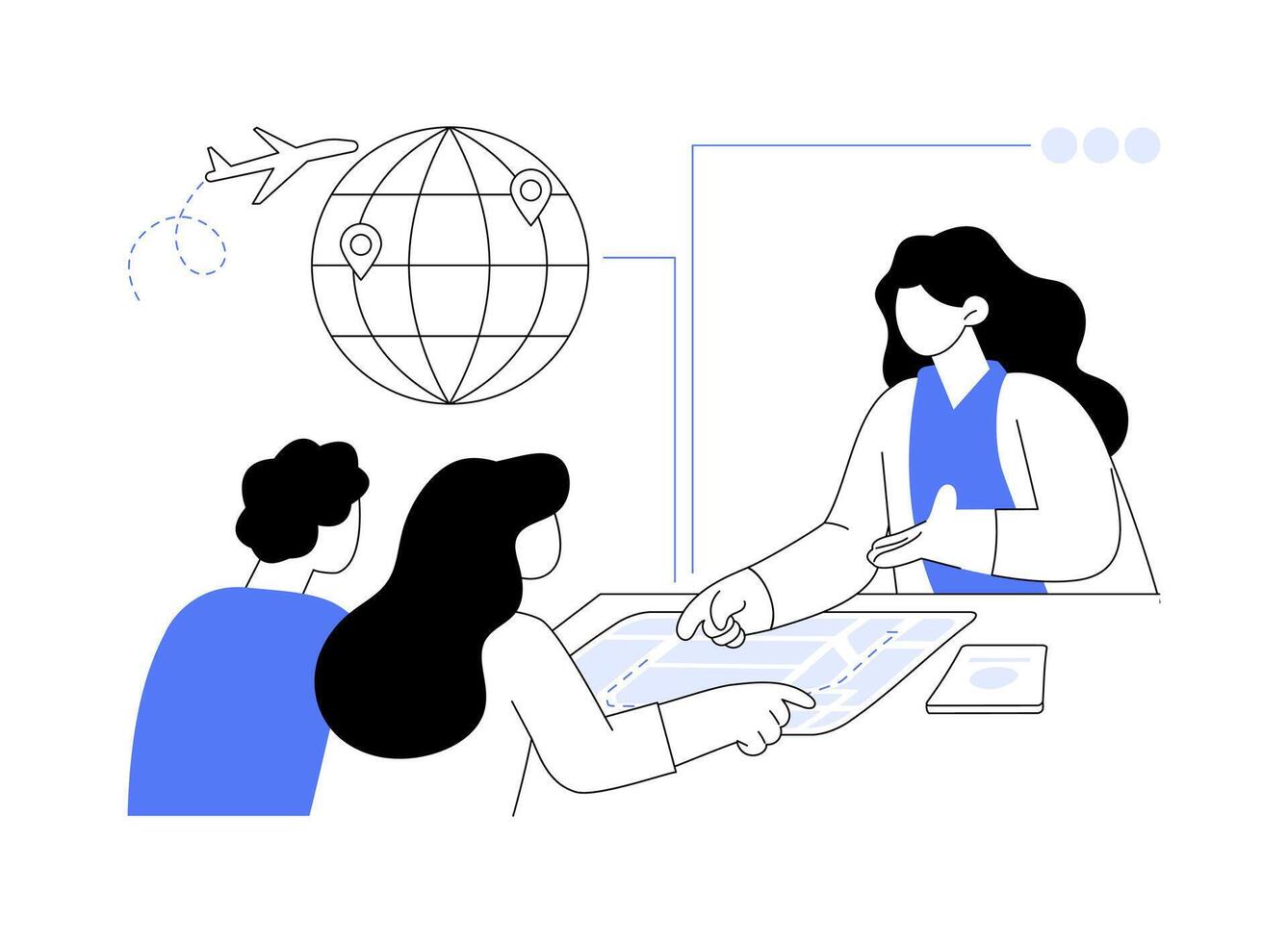 Explaining the route isolated cartoon illustrations. vector