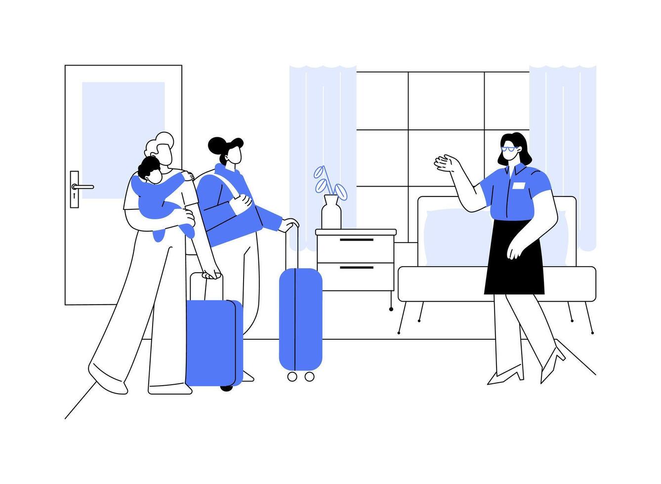 Guesthouse host isolated cartoon illustrations. vector
