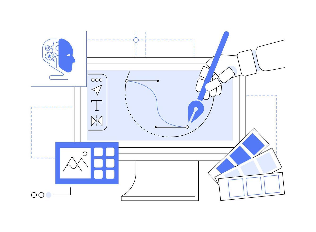 AI-Enhanced Graphic Design abstract concept illustration. vector