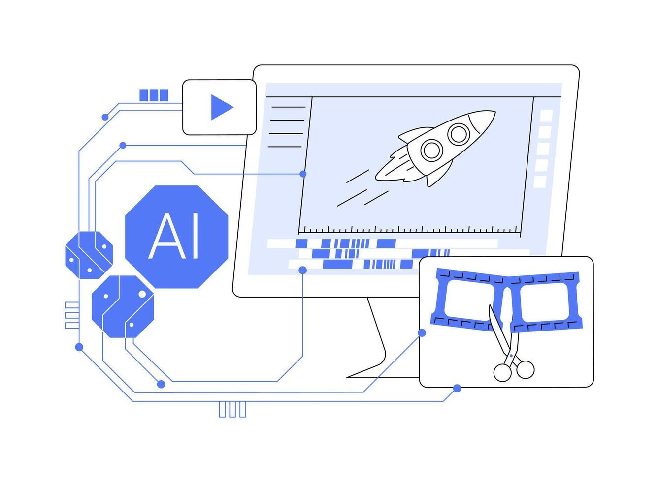 AI-Powered Creation abstract concept illustration. vector