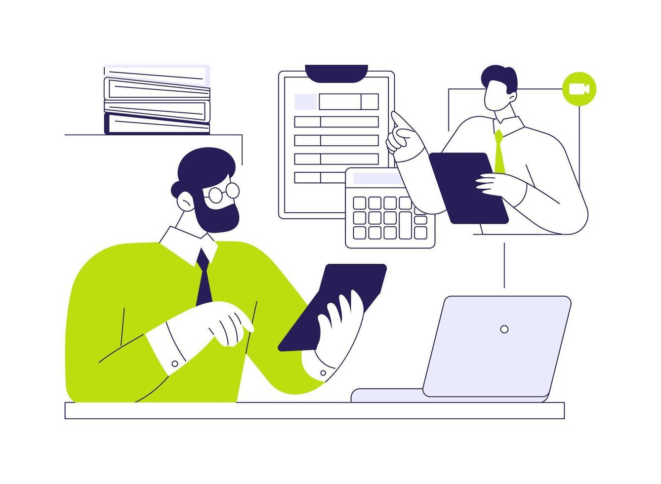 Remote accountant abstract concept illustration. vector