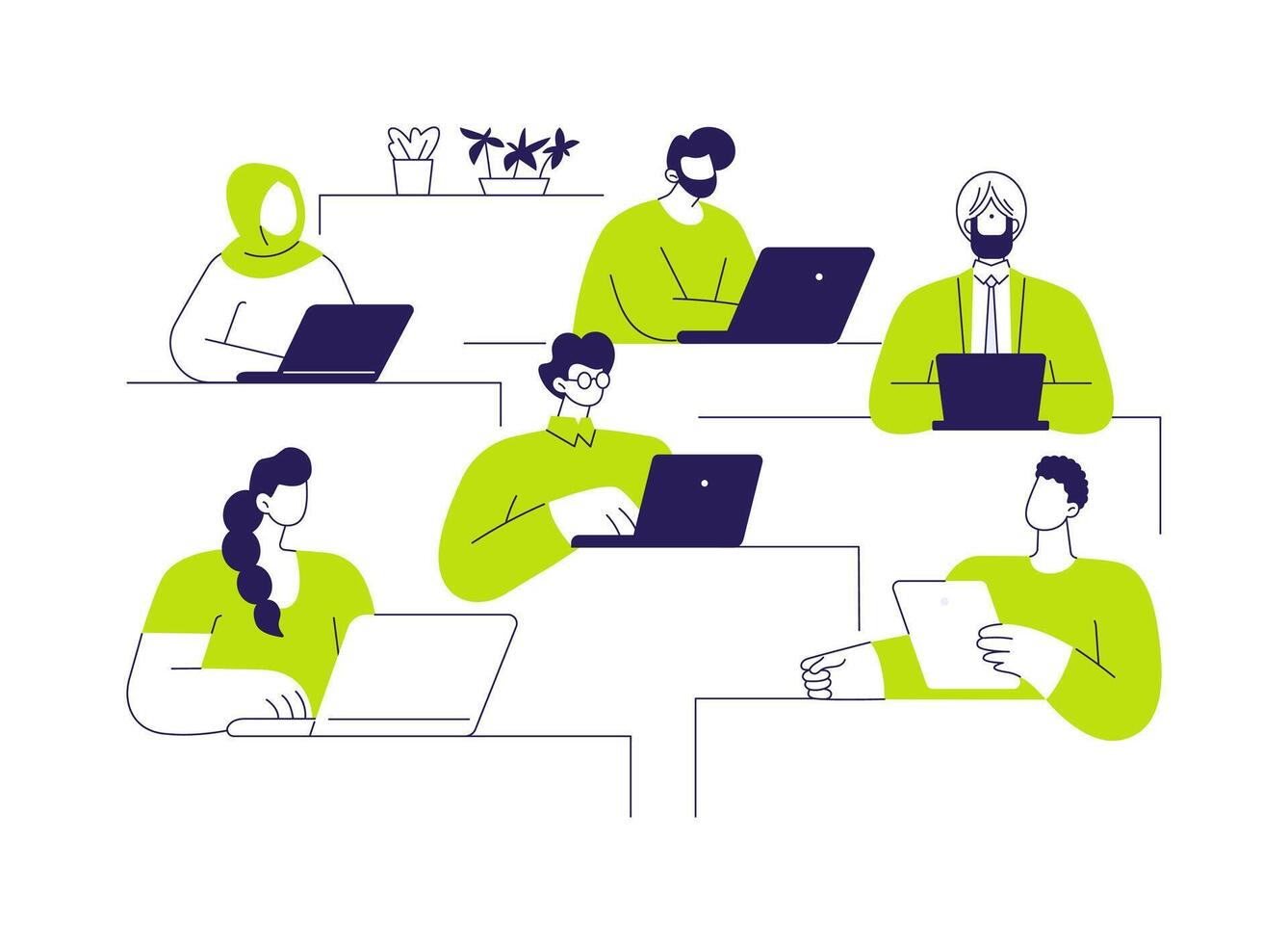 Equality at a workplace abstract concept illustration. vector