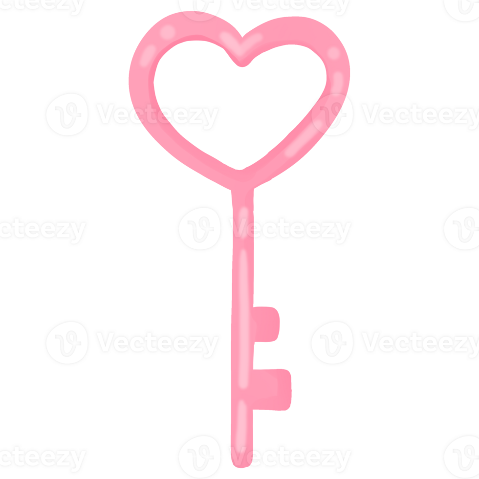 a pink key with a heart shape on it png