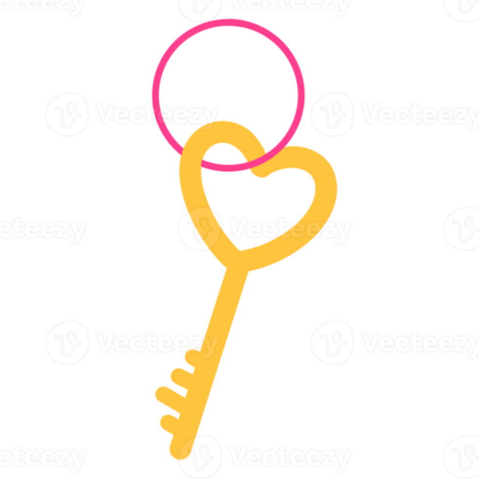 A key with a heart shape on it png