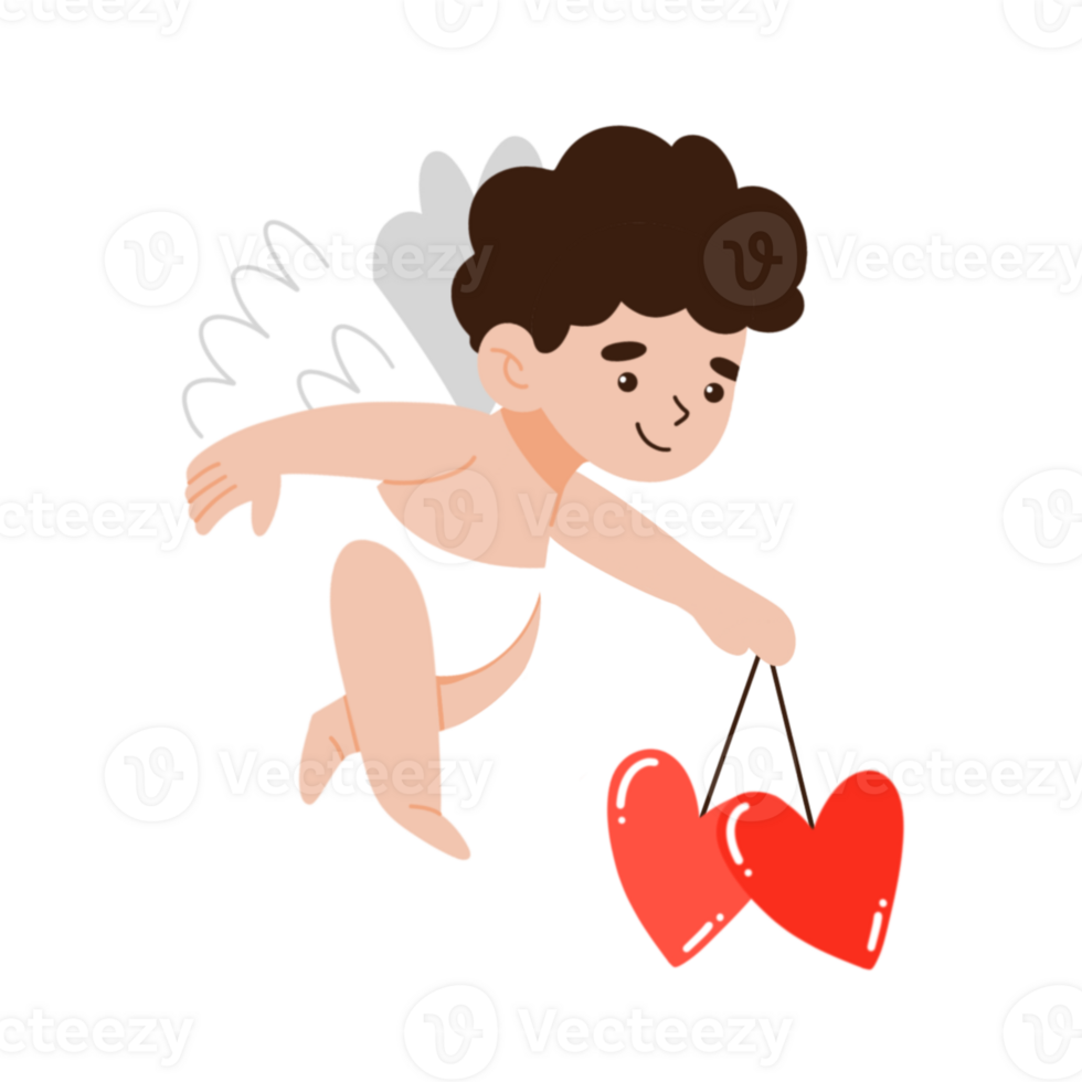 A cartoon cupid holding a heart png