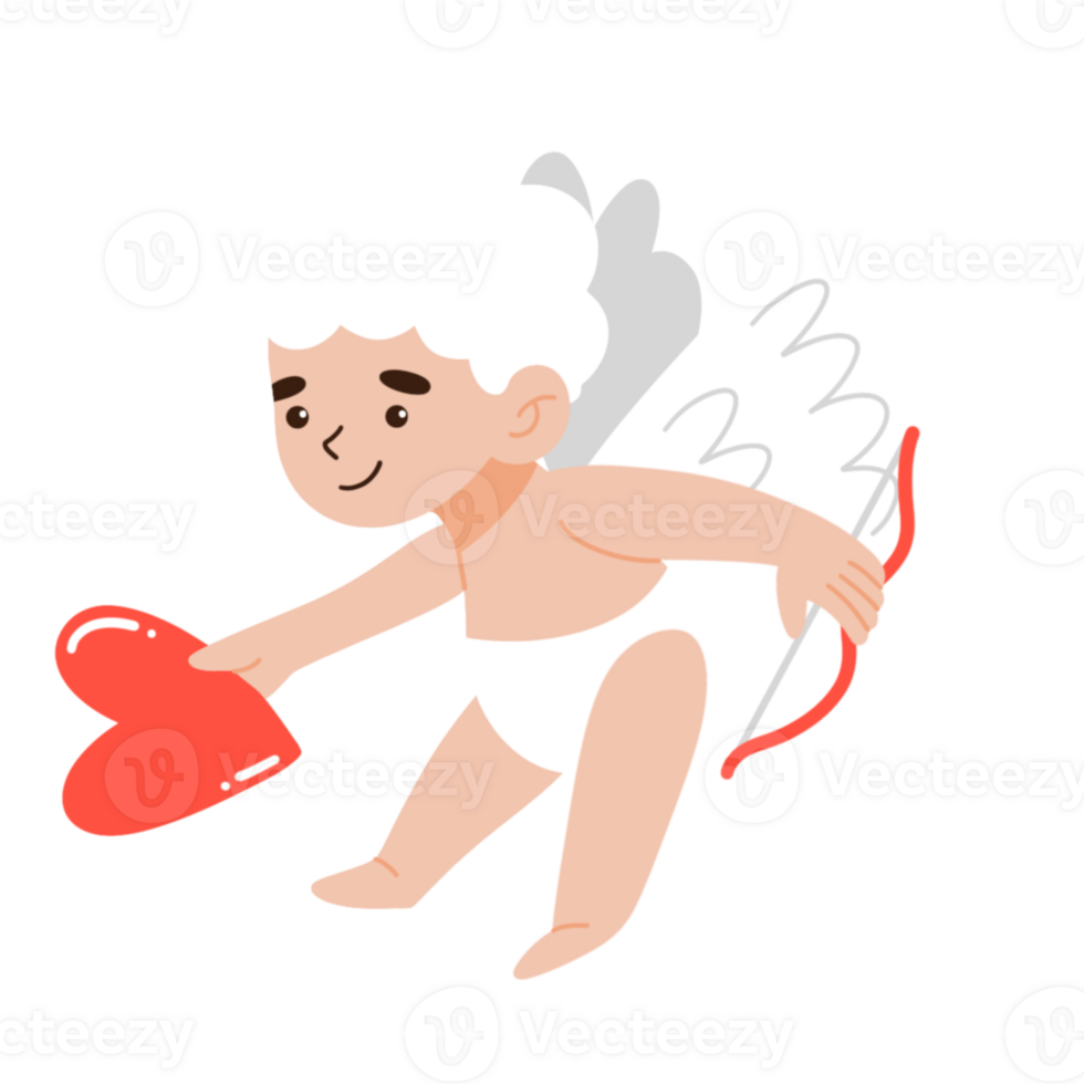 Cute boy Cupid with bow and arrow png