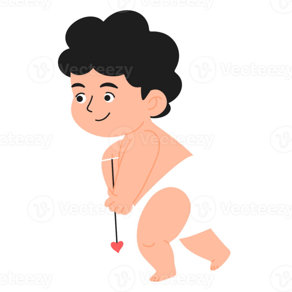 Cute Cupid with bow and arrow png