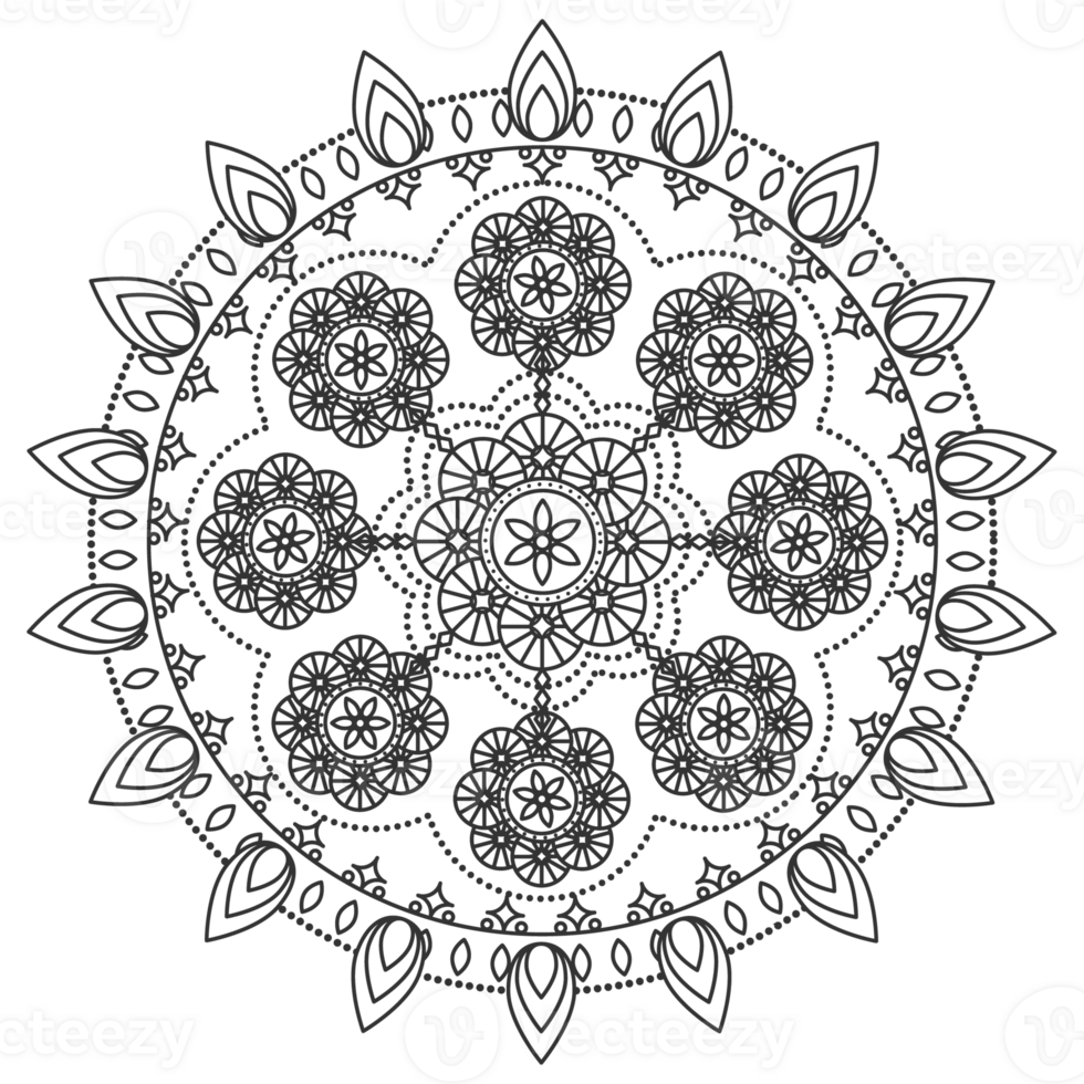 Mandala ornament outline pattern. geometric art graphic. png