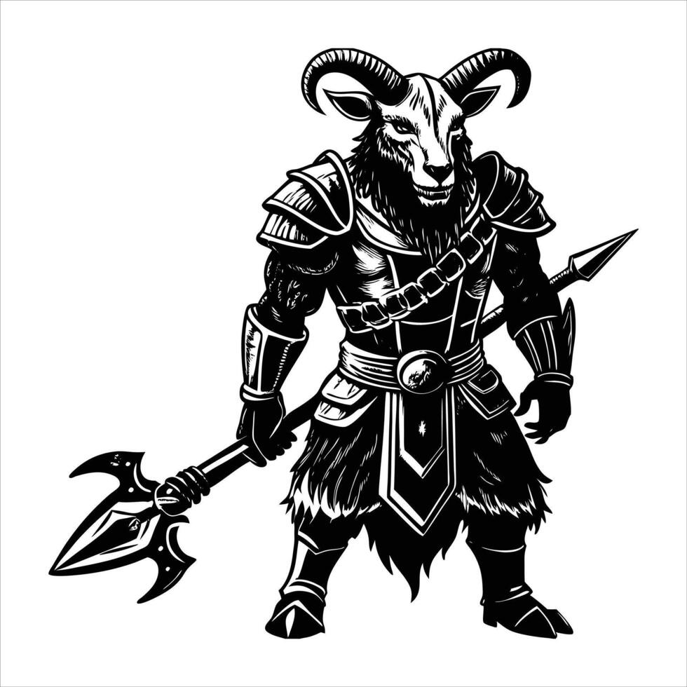 Cyborg goat illustration vector