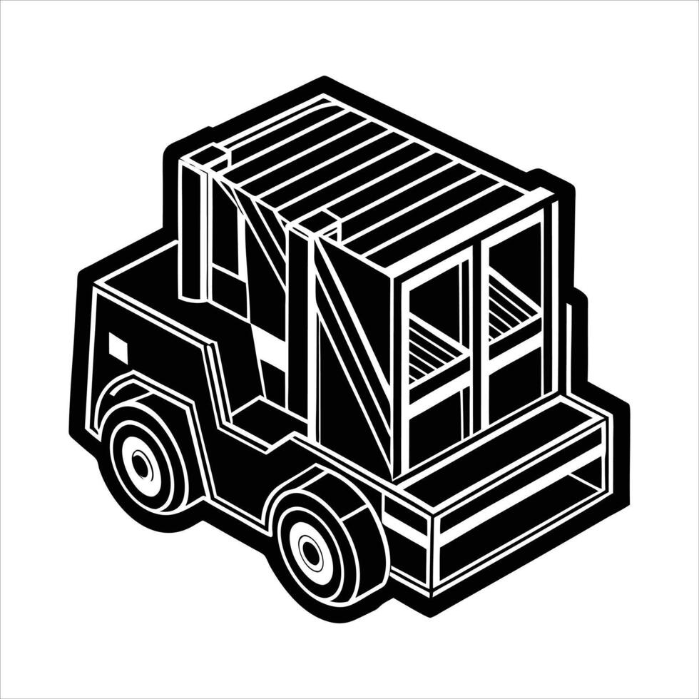 forklift black silhouette illustration vector