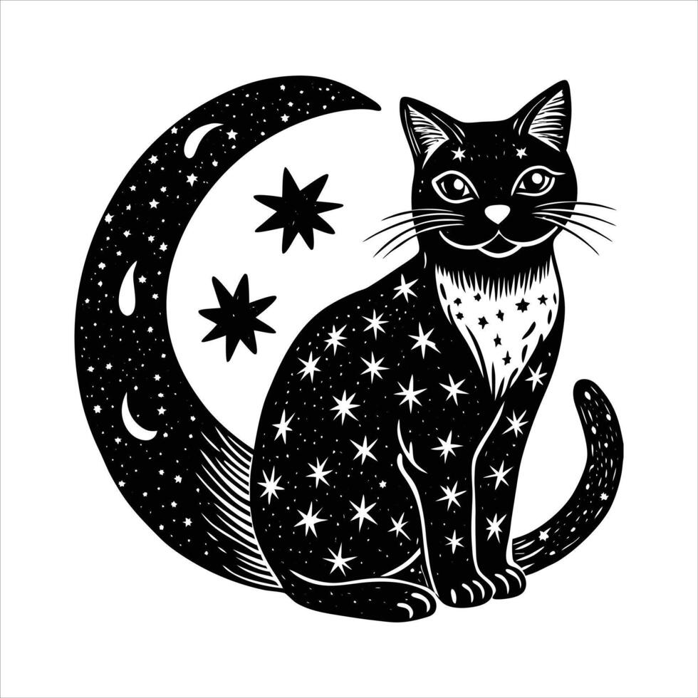 Cat tattoo design vector