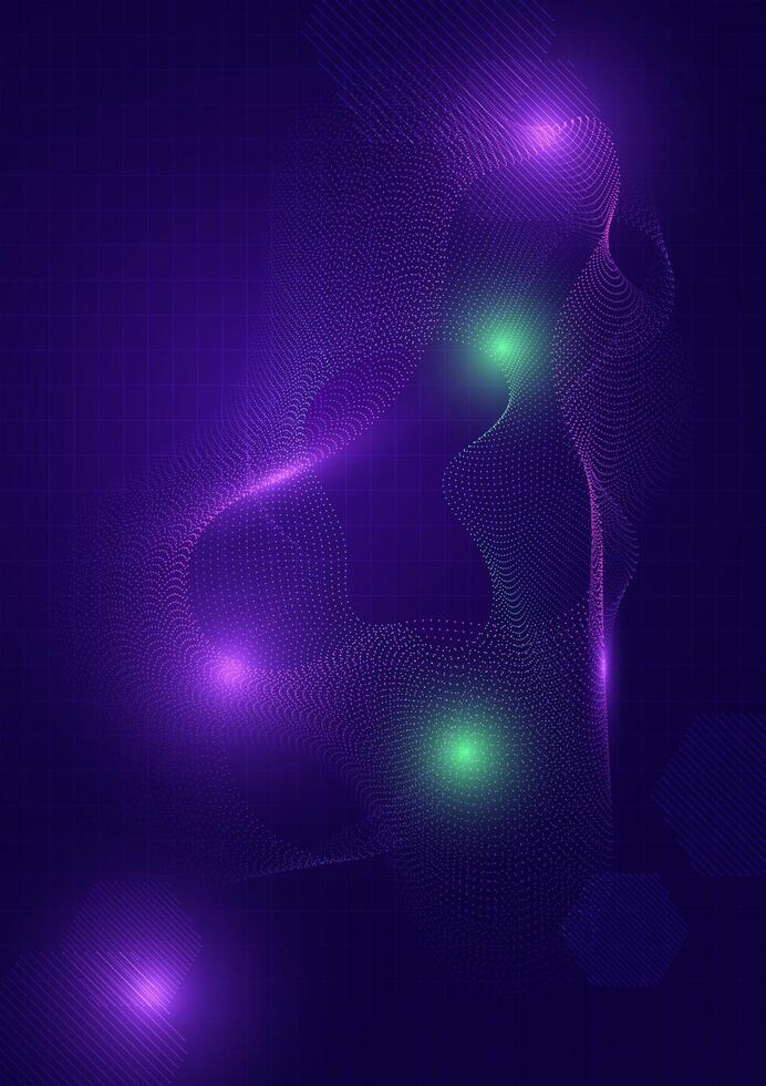 Neon purple and blue tones, wave patterns. Futuristic, Technology abstract background. vector
