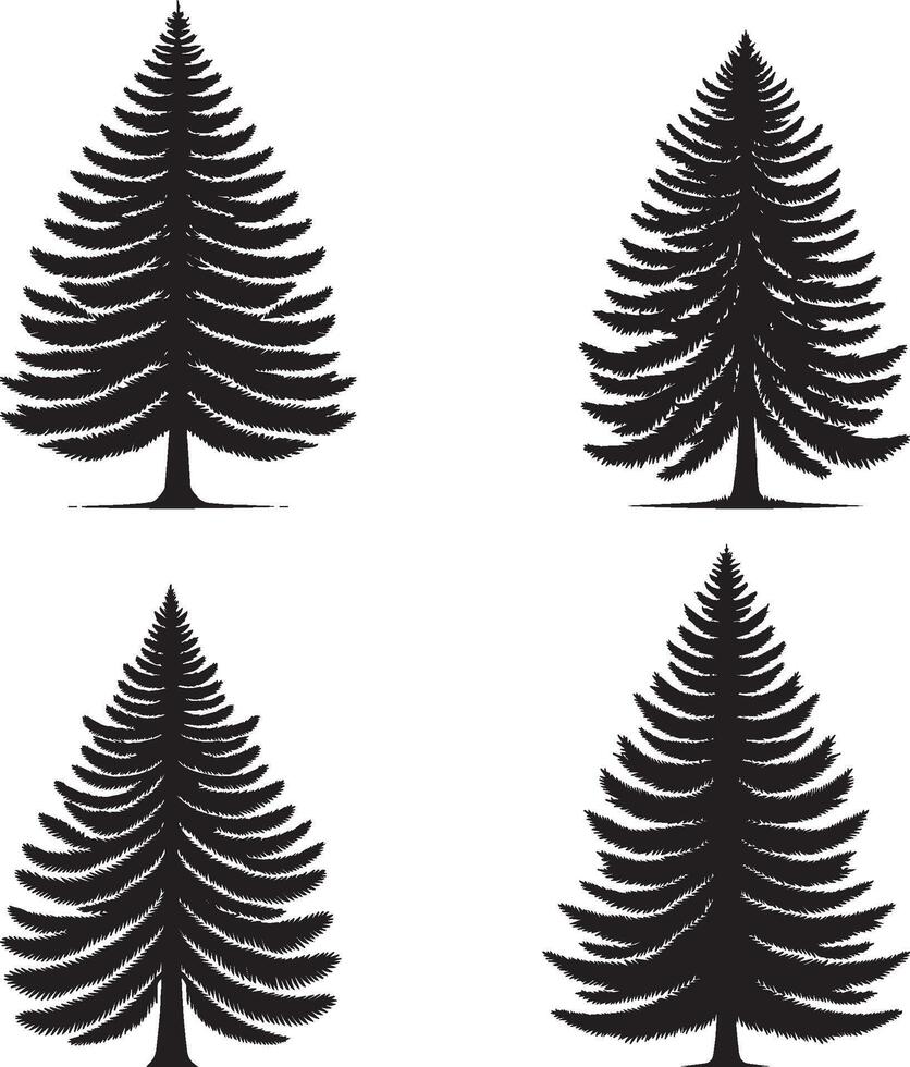 Christmas silhouette trees set vector