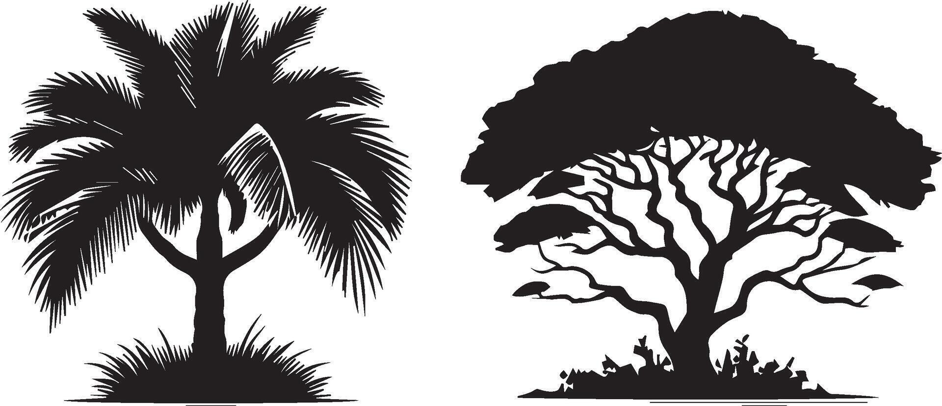 trees silhouettes in the white background vector