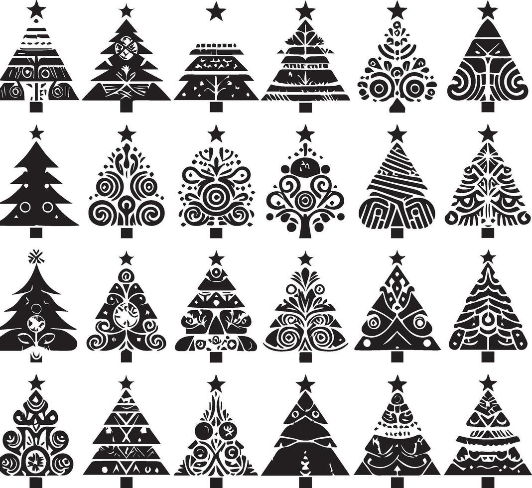 set of Christmas tree icons design vector