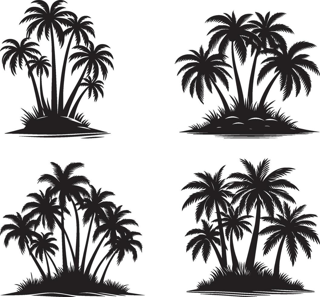 palm trees silhouettes vector