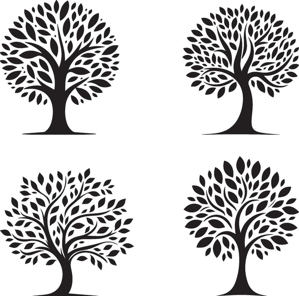Collection of trees silhouettes vector