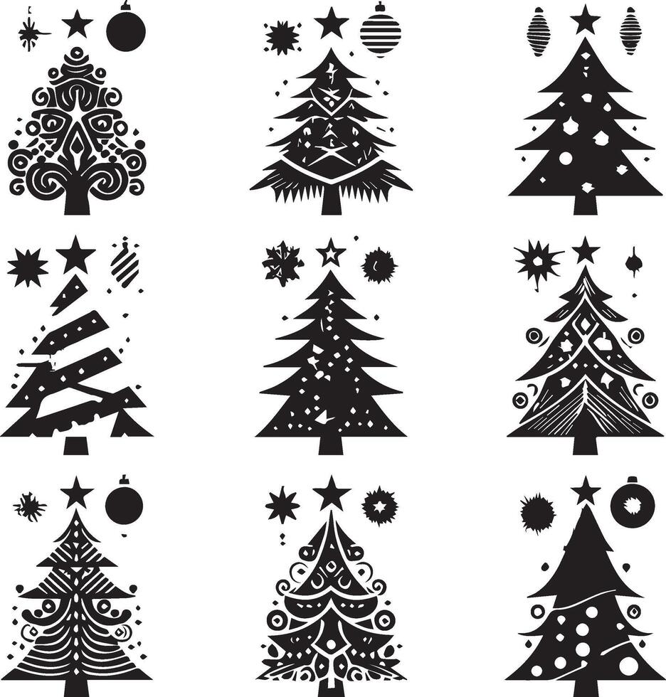 Set of Christmas tree icons shape vector