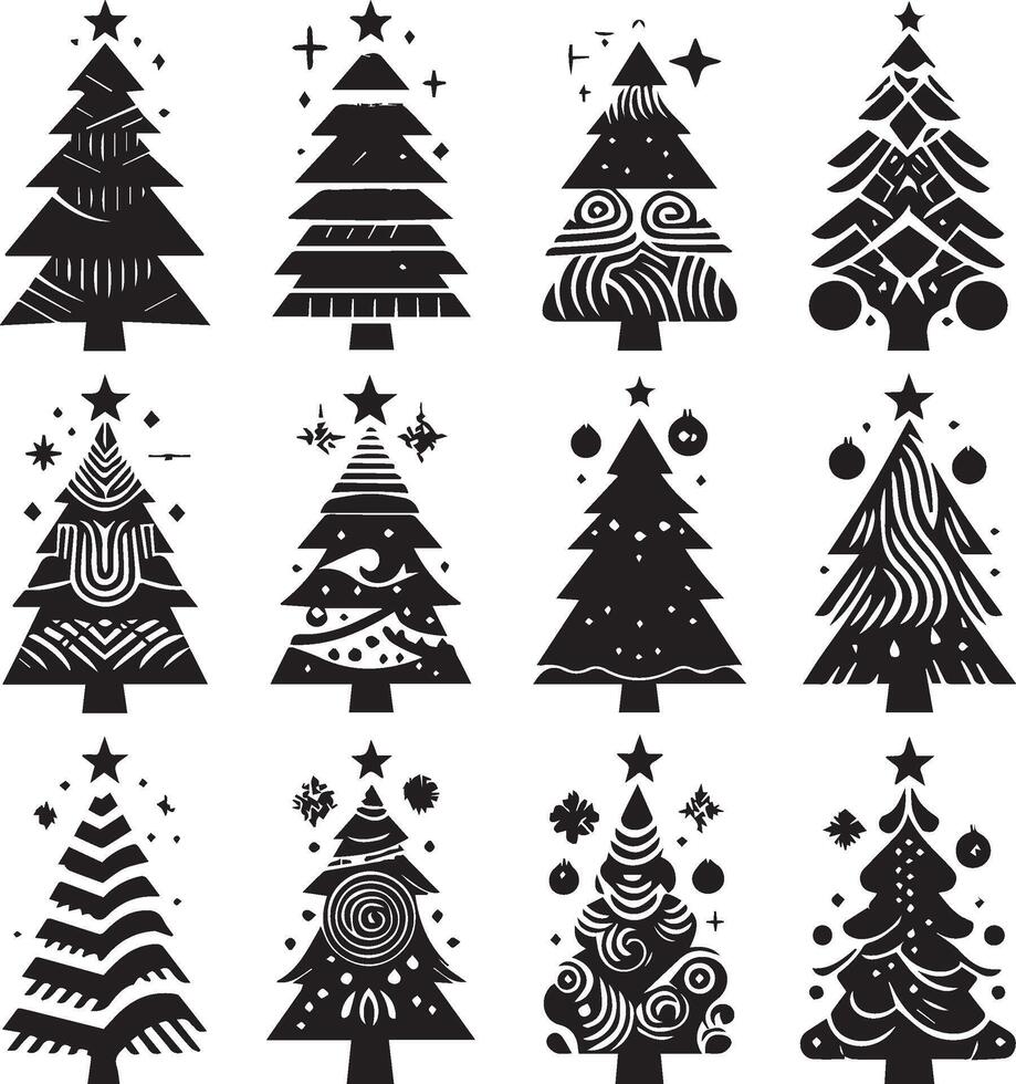 Collection of christmas trees vector