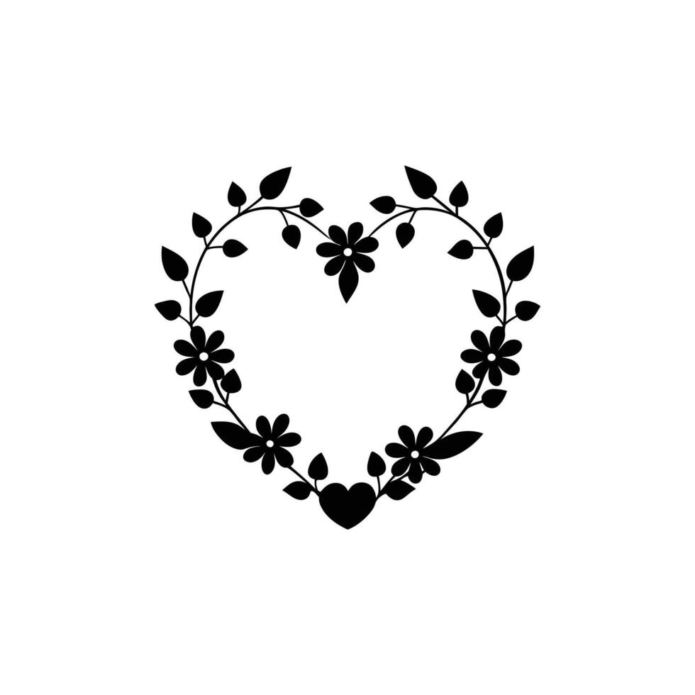 Love shape silhouette flower vector