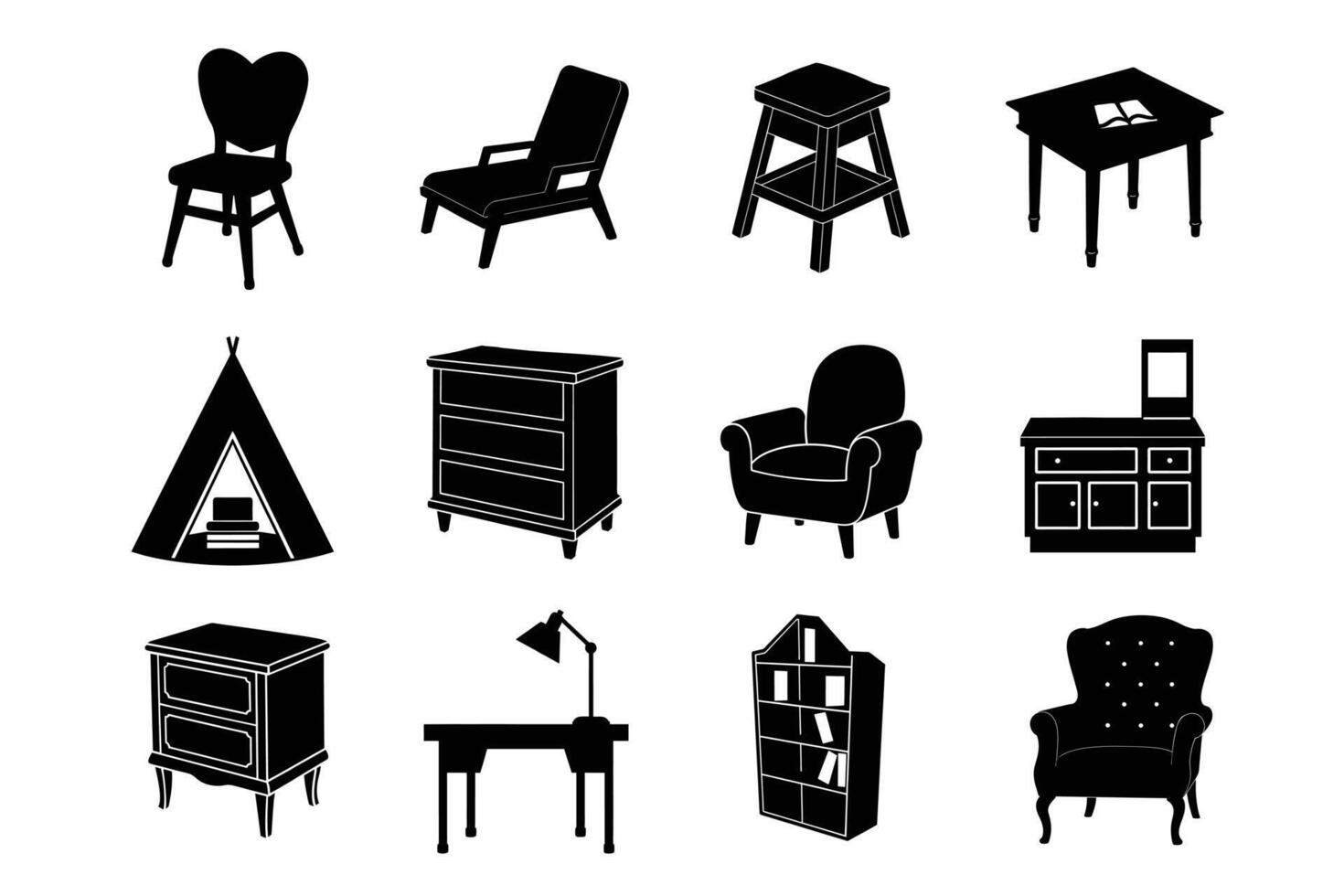 Set of Furniture silhouette vector