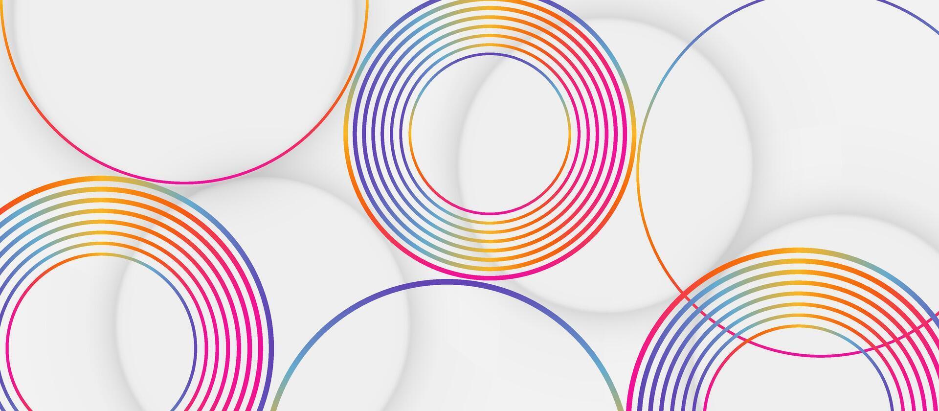 Abstract Colorful Circular Line Pattern on White Background vector