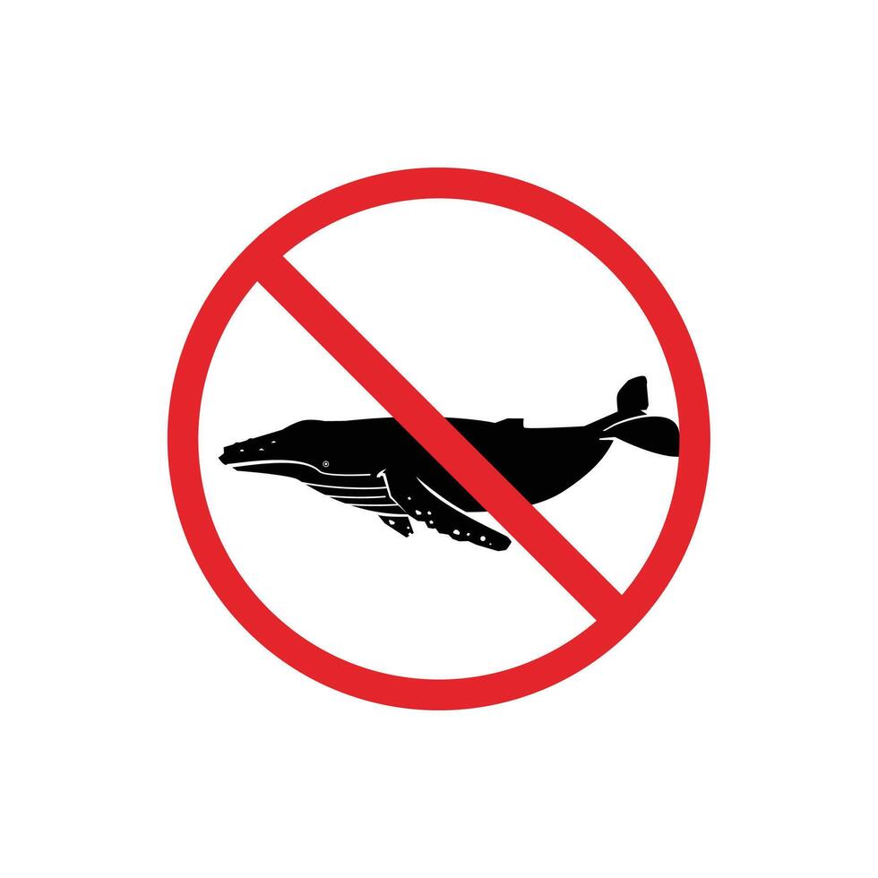 prohibited and dangerous signs. whale danger. it is forbidden to bring whale vector