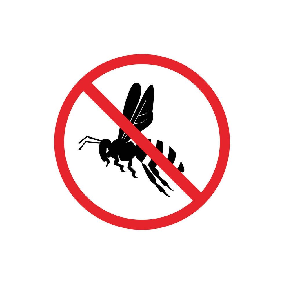 prohibited and dangerous signs. bee danger. it is forbidden to bring bee vector