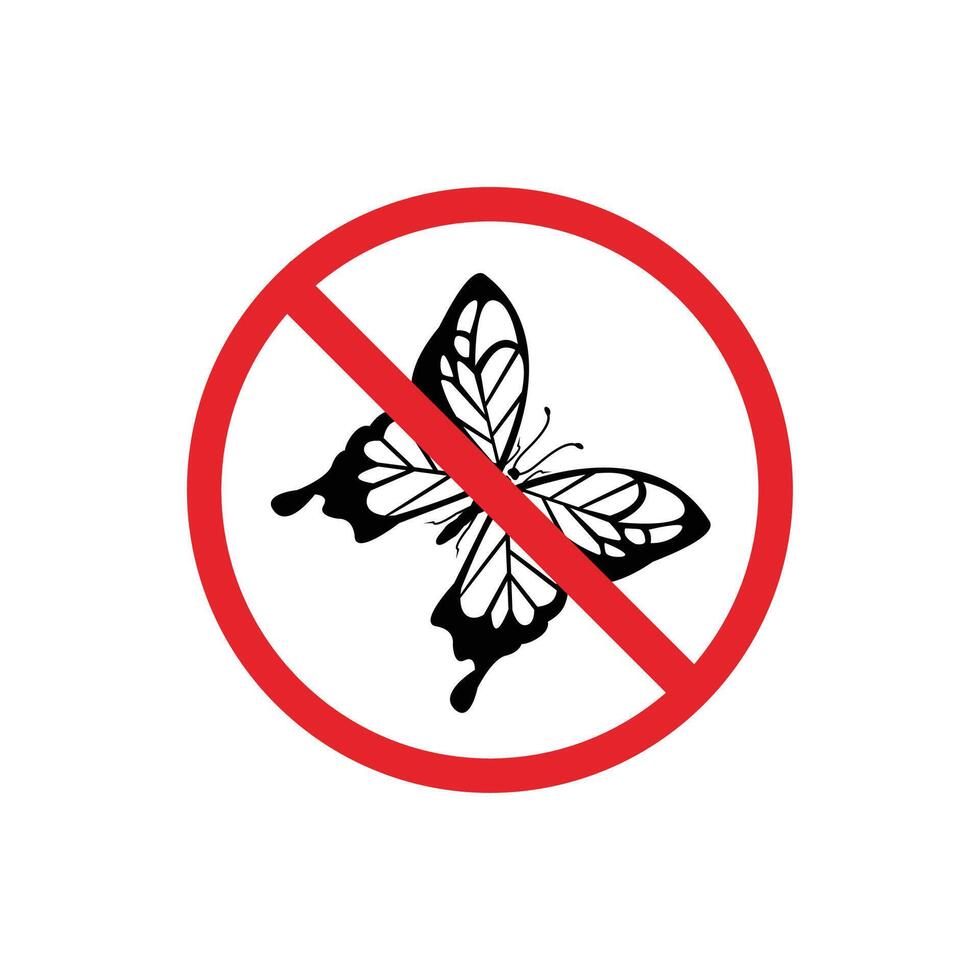 prohibited and dangerous signs. butterflydanger. it is forbidden to bring butterfly vector