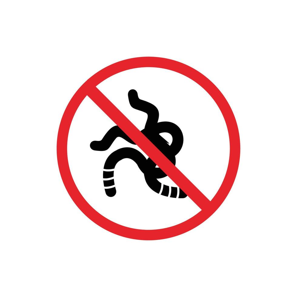 prohibited and dangerous signs. worm danger. it is forbidden to bring worm vector