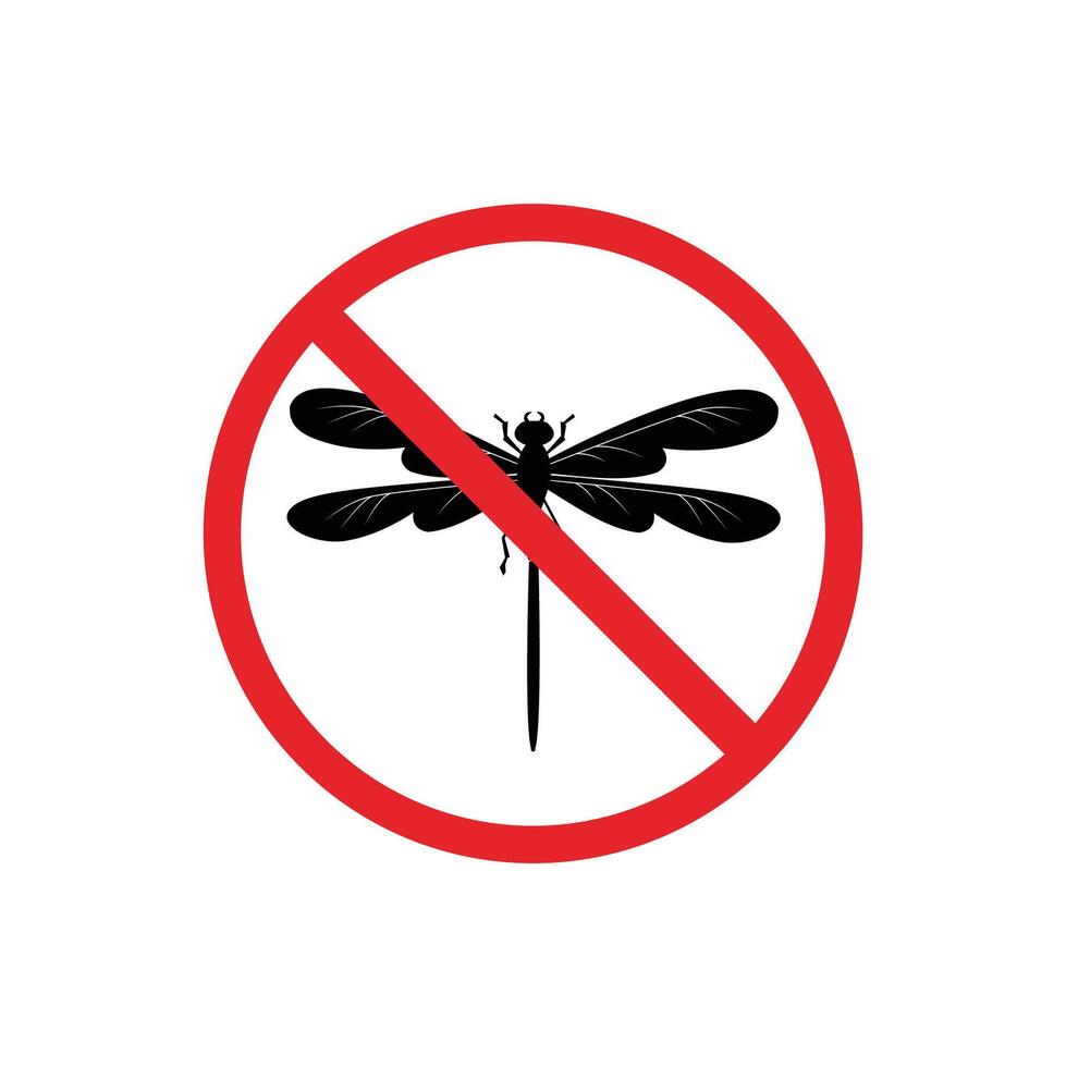 prohibited and dangerous signs. dragonfly danger. it is forbidden to bring dragonfly vector