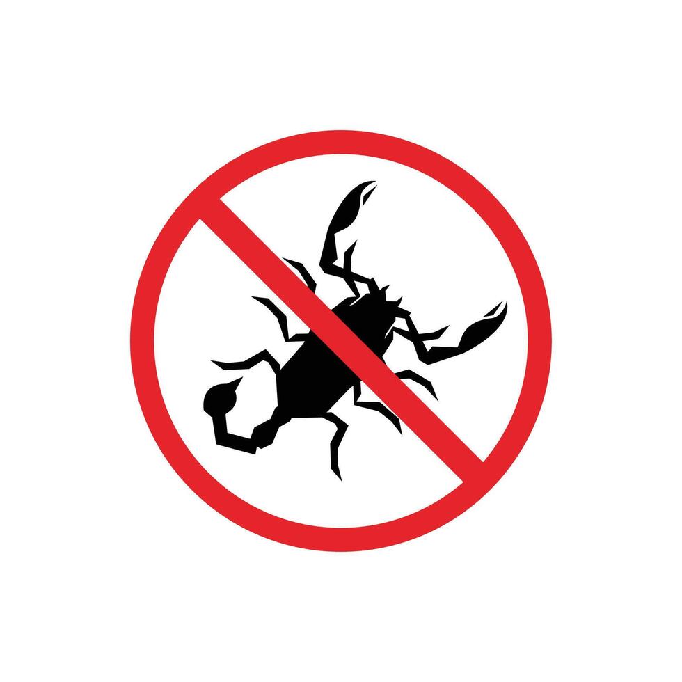 prohibited and dangerous signs. scorpion danger. it is forbidden to bring scorpion top wiev vector
