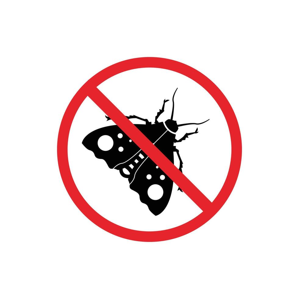 prohibited and dangerous signs. moth danger. it is forbidden to bring moth vector