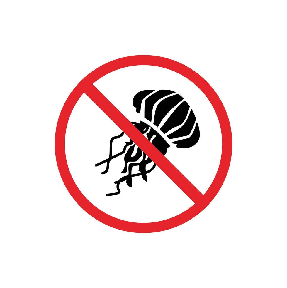 prohibited and dangerous signs. jellyfish danger. it is forbidden to bring jellyfish vector
