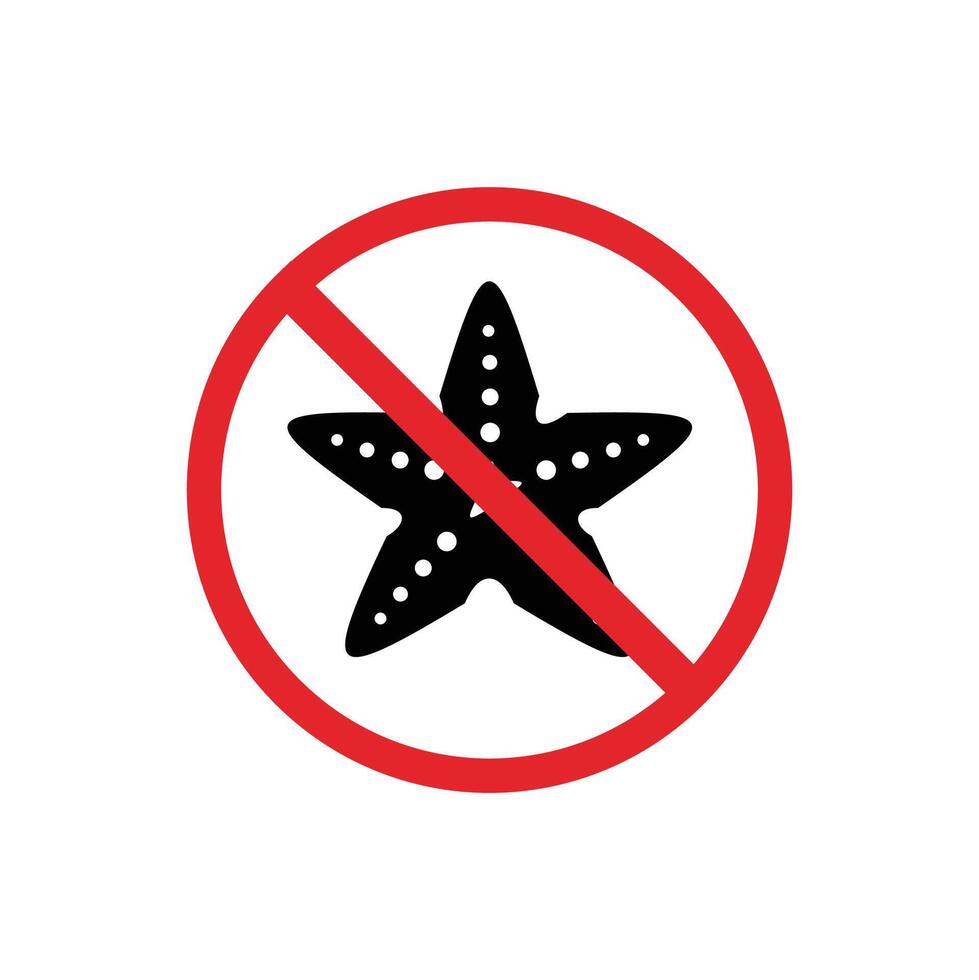prohibited and dangerous signs. starfish danger. it is forbidden to bring starfish vector